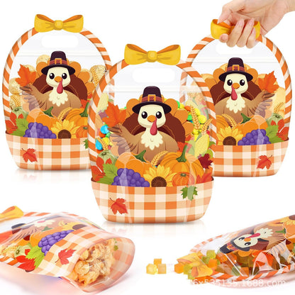 Easter Goodie Bags Plastic Candy Gift Bags with Handle Bunny Chick Pattern Transparent Treat Bags